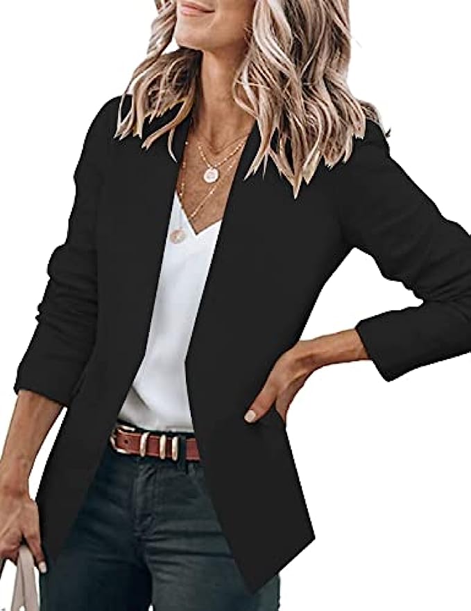 GRAPENT Women&#039;s Open Front Business Casual Pockets Work Office Blazer Jacket Suit