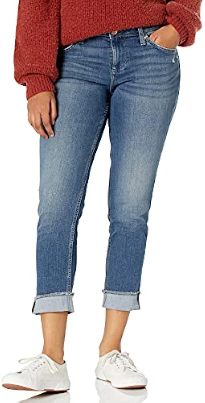 Riders by Lee Indigo Women&#039;s Fringe Cuff Boyfriend Jean