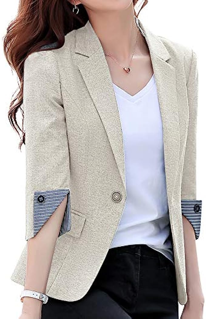 SUSIELADY Womens Casual Jacket Casual Work Blazer Office Jacket Slim Fit Blazer for Business Lady