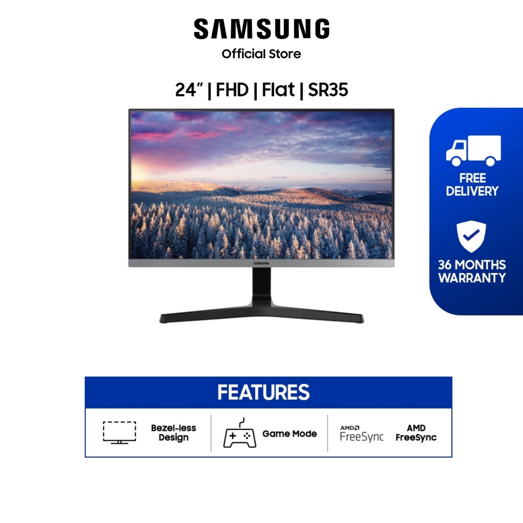 Samsung 24&quot; SR350 Bezel-less LED Monitor / LS24R350FZEXXS / 36 Months Warranty