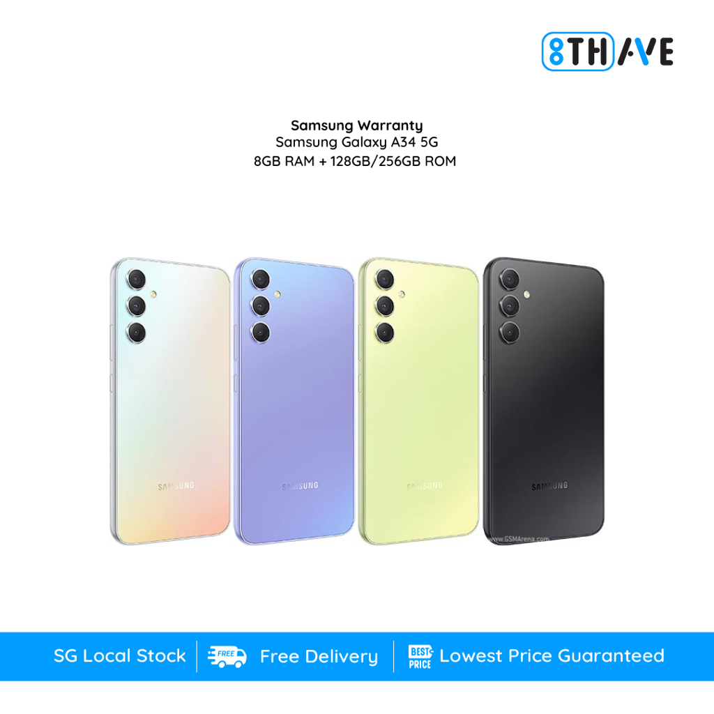 Samsung Galaxy A34 5G | A33 5G |  8GB RAM + 128GB/256GB ROM | 1 Year Samsung Warranty | SG Local