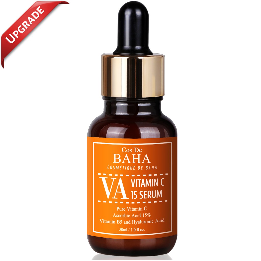 Cos De BAHA Facial Vitamin C 15% Serum Arbutin 2% Hyaluronic Acid Essence Face Skin Care Brightening  Acne Dark Spots Whitening Anti Aging Wrinkles Pimples Korean