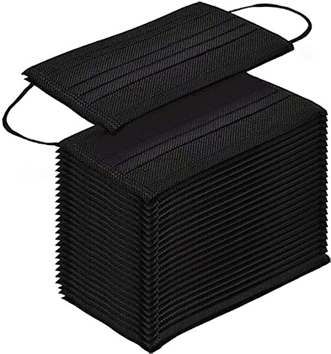 Black Face Mask 100pcs Disposable Masks Breathable 3 Layer Masks Mouth Cover for Adult Men &amp; Women