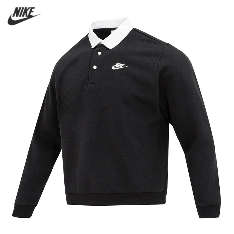 【Ready Stock】100%Authentic Nike Men&#039;s Embroidered Logo Sports Casual Sweatshirt Lapel Knit Polo Shirt Long Sleeve DX0538-063-010